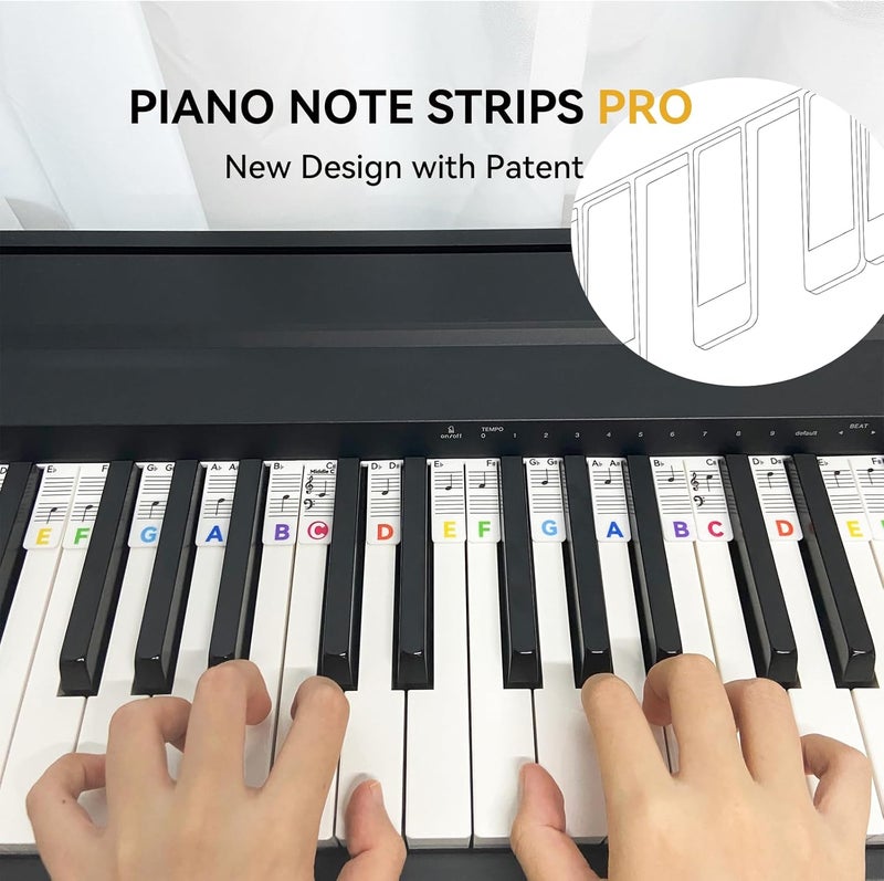 BEATBIT Piano Note Strips Pro, Thickened Anti-Stuck, Fit 88/61 Key Piano Keyboard, Design for Beginner Learning (Rainbow Colors Pro) - Image 2